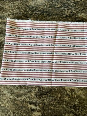 Patriotic 'God Bless America' Red and White Striped Fabric Panel